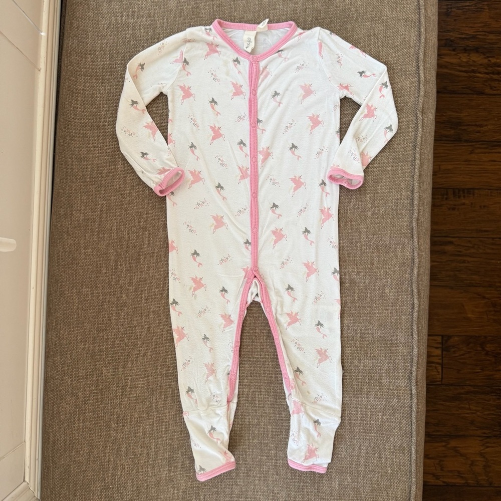 Kyte Baby White/Pink Pegasus & Mermaid Print Snap Romper Toddler Girls 18-24M
